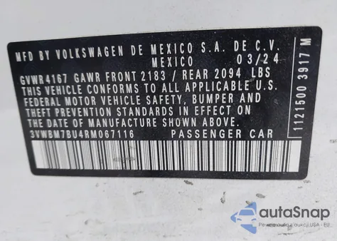 2024 Volkswagen Jetta 1.5T Sport from USA, damaged, VIN 3VWBM7BU4RM067116